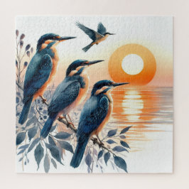 Quebra-cabeça Aves em um galho olhando para o mar