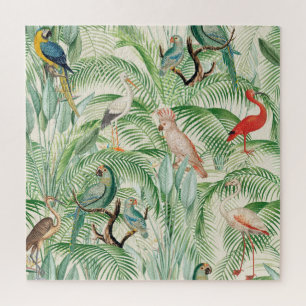Quebra-cabeça Aves Tropicais e Folhas de Palma