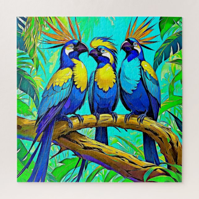 Quebra-cabeça Aves tropicais refinadas na selva vibrante (Vertical)