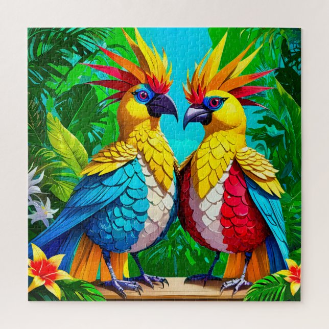 Quebra-cabeça Aves Tropicais Vibrantes (Vertical)