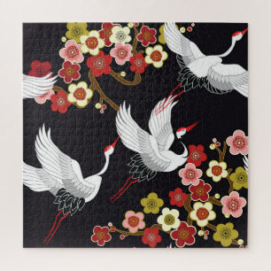 Quebra-cabeça Aves Voadoras: Crane Heron Japonês.