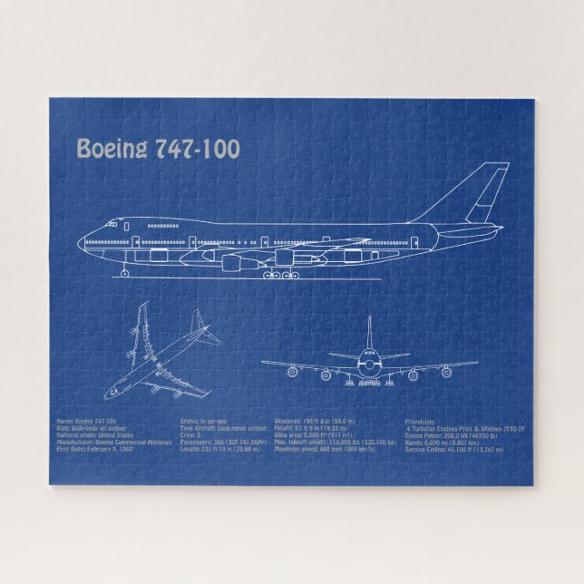 Quebra-cabeça Avião 747 - Planos de desenho do avião AD (Horizontal)
