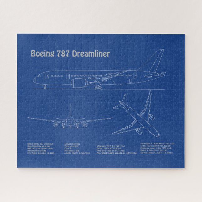 Quebra-cabeça Avião 787 - Planos de desenho do avião AD (Horizontal)