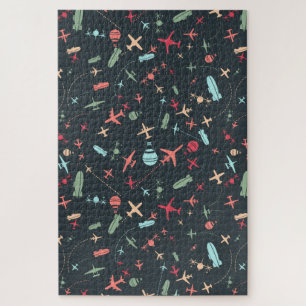 Quebra-cabeça Avião Negro e Padrão de Aviação