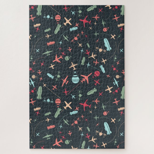 Quebra-cabeça Avião Negro e Padrão de Aviação (Vertical)