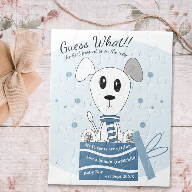 Quebra-cabeça Aviso de Gravidez do Cachorro-Bebê (Azul) (Criador carregado)