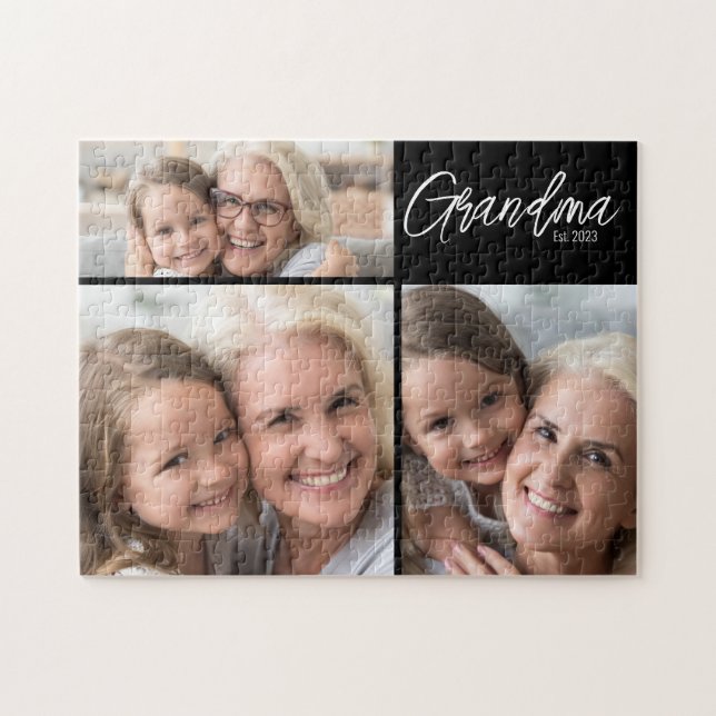 Quebra-cabeça Avó Personalizável Ano de Fundação 3 Foto (Horizontal)