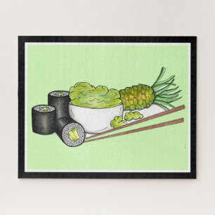 Quebra-cabeça Avocado Rolls Wasabi Sushi Janto de Comida japonês