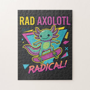 Quebra-cabeça Axolote de skate radical estilo retrô anos 90 néon