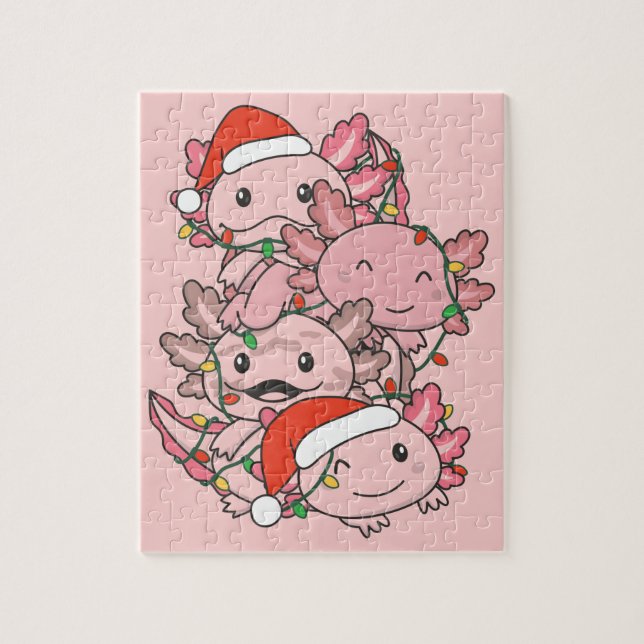Quebra-cabeça Axolotl Natal Árvore Animais de Natal Axolots (Vertical)