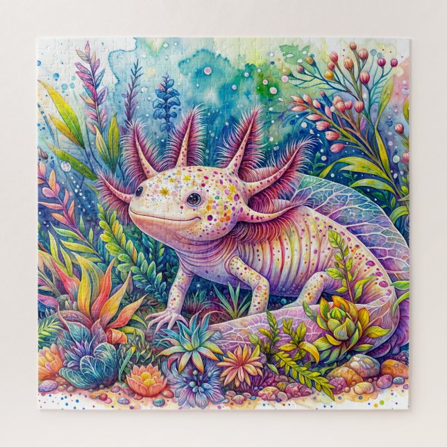 Quebra-cabeça Axolotl Vibrant Watercolor Art (Vertical)