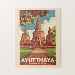 Quebra-cabeça Ayutthaya Historical Park Illustration Viagem Art