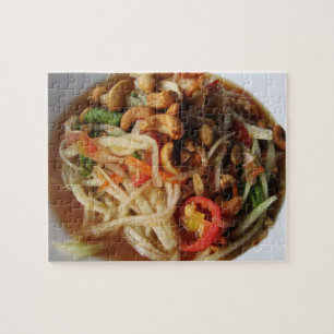 Quebra-cabeça Ayutthaya Spicy Papaya Salad [Som Tam] com Cashew