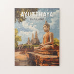 Quebra-cabeça Ayutthaya Thailand Viagem Art Vintage<br><div class="desc">Ayutthaya retro vetor viagem design. As ruínas da antiga cidade formam agora o Parque Histórico de Ayutthaya,  um sítio arqueológico que contém palácios,  templos budistas,  mosteiros e estátuas.</div>