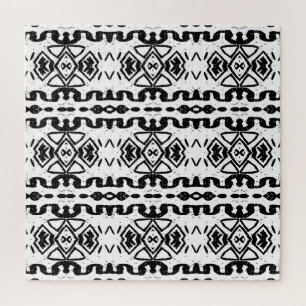 Quebra-cabeça Aztec Étnico, Padrão De Vintage Striped.