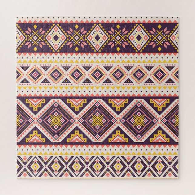 Quebra-cabeça Aztec tribal distribuído, padrão geométrico. (Vertical)