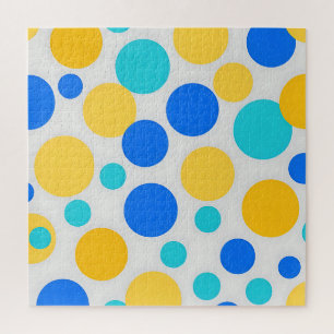 Quebra-cabeça Azul Amarelo Turquesa Pontos Polca