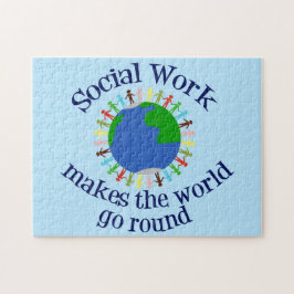 Quebra-cabeça Azul de cotação mundial do trabalho social Inspira