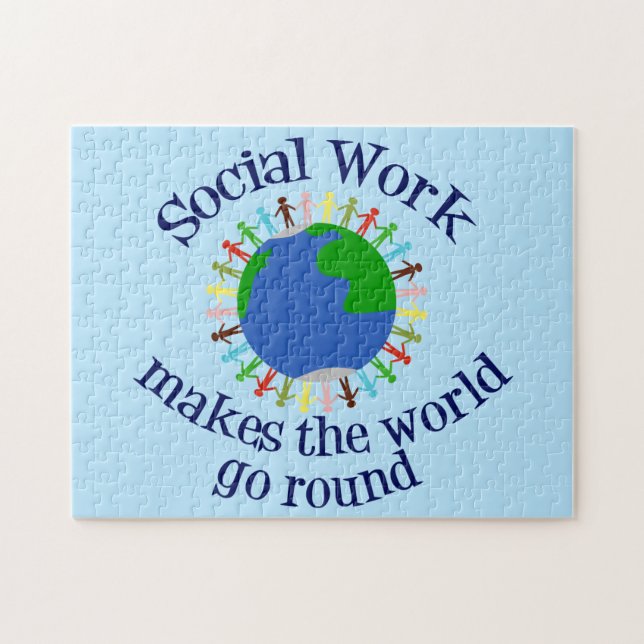 Quebra-cabeça Azul de cotação mundial do trabalho social Inspira (Horizontal)