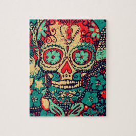 Quebra-cabeça Azul E Crânio Vermelho