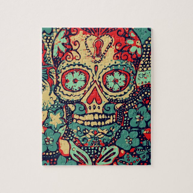 Quebra-cabeça Azul E Crânio Vermelho (Vertical)