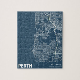 Quebra-cabeça Azul - Linha de Mapa da Cidade Minimalista da Aust
