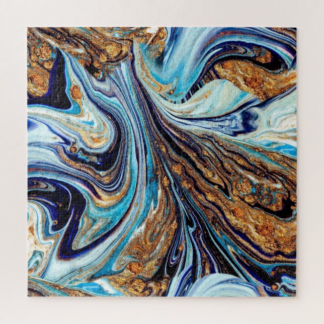 Quebra-cabeça Azul Persa Agate: Textura Luxuosa Oriental (Vertical)