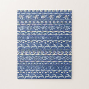 Quebra-cabeça Azul-Reindee de Natal