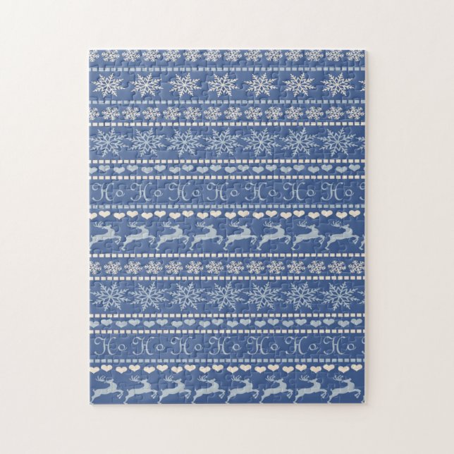 Quebra-cabeça Azul-Reindee de Natal (Vertical)