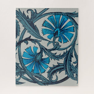 Quebra-cabeça Azul Vintage Arte Floral Antiga Decoração de Azule