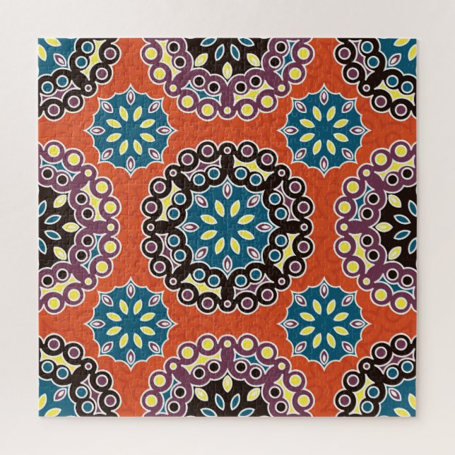 Quebra-cabeça Azulejo árabe, padrão de retalhos vintage. (Vertical)