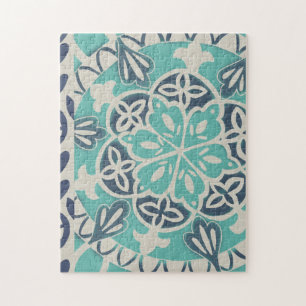 Quebra-cabeça Azulejo Batik Azul I