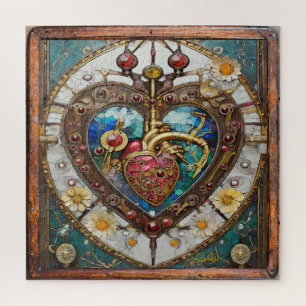 Quebra-cabeça Azulejo Cerâmico Anatômico de Coração Mecânico Ste