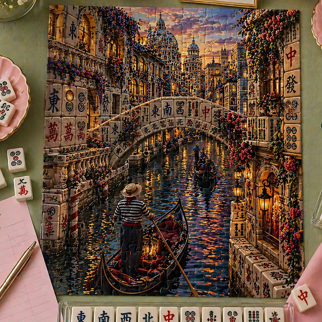 Quebra-cabeça Azulejo de Mahjong do Canal Romântico de Gôndola F (Criador carregado)