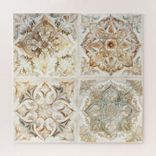 Quebra-cabeça Azulejo de mosaico da Watercolor vintage. Azulejo