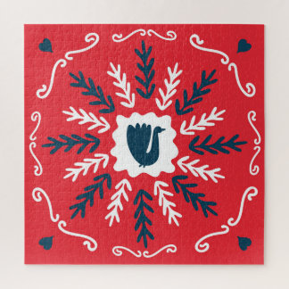 Quebra-cabeça Azulejo de Natal Folk Doodle Art