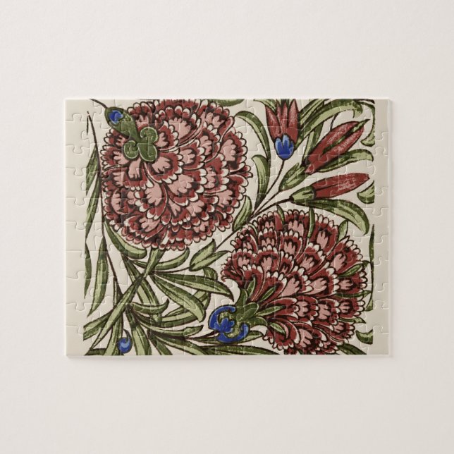 Quebra-cabeça Azulejo Flor de Cravo Arte Antiga (Horizontal)