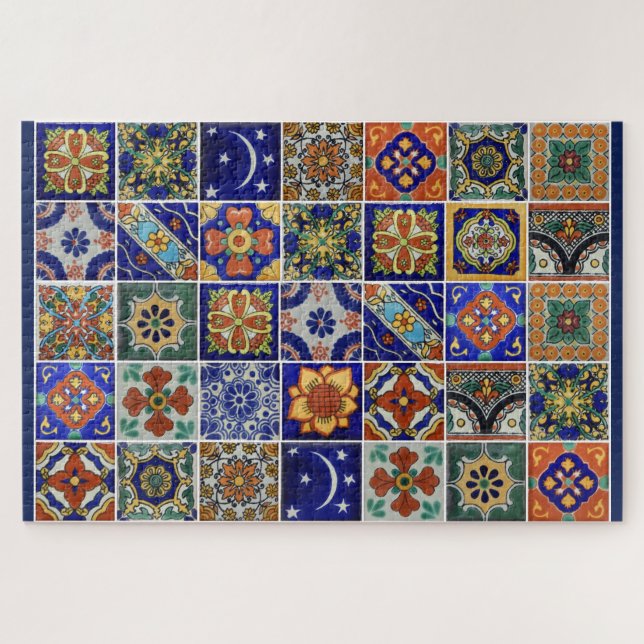 Quebra-cabeça Azulejo Mexicano Talevera - Presente de Quebra-cab (Horizontal)
