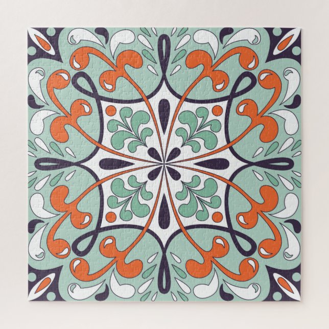 Quebra-cabeça Azulejo Oriental marroquino Floral Design (Vertical)