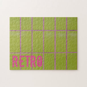 Quebra-cabeça Azulejo Retro Verde 80s 70s 60s Fundo de safra