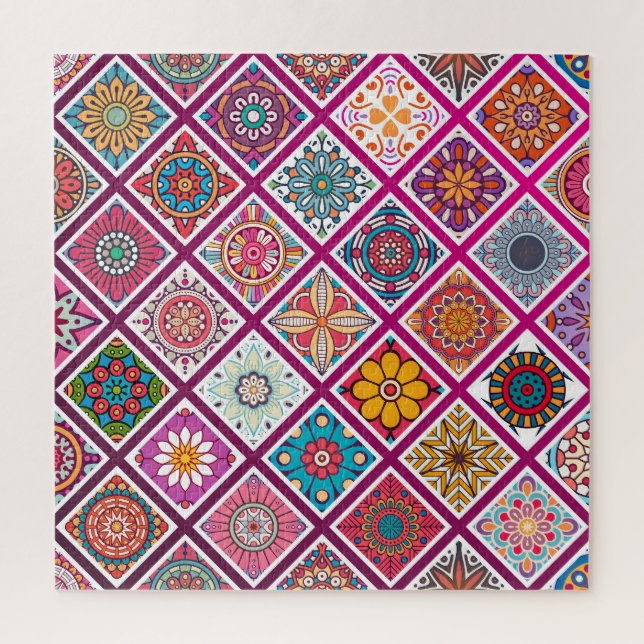 Quebra-cabeça Azulejos da Bohemian Mandala em Marrocos (Vertical)