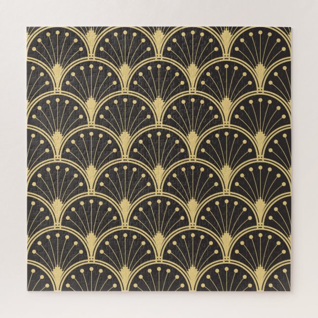 Quebra-cabeça Azulejos Dourados Geométricos Modernos (Vertical)