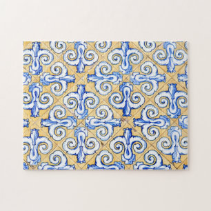 Quebra-cabeça Azulejos Espanhóis - Azulejo Azul, Amarelo e Bran