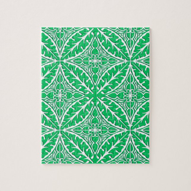Quebra-cabeça Azulejos marroquinos - jade verde e branco (Vertical)