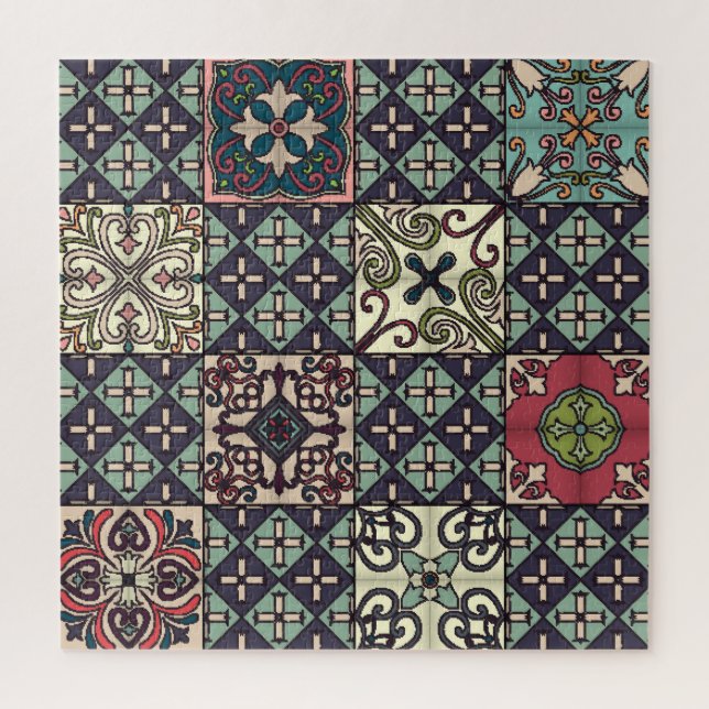 Quebra-cabeça Azulejos Portugueses: Estilo Talavera Invisível (Vertical)