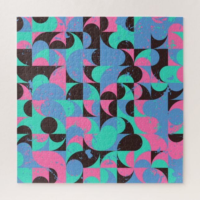 Quebra-cabeça Azulejos Vintage Neon Pink Green (Vertical)