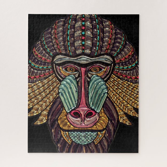 Quebra-cabeça Baboão de vidro retido mosaico animal arte african (Vertical)