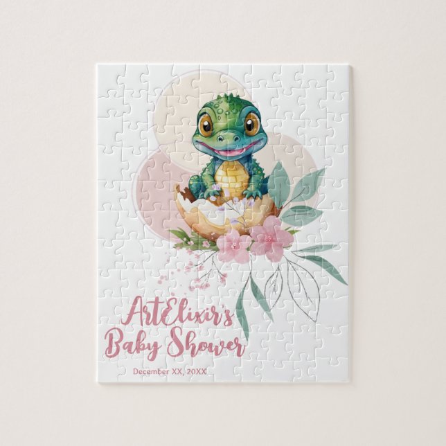 Quebra-cabeça Baby Alligator Hatching Floral Chá de fraldas (Vertical)