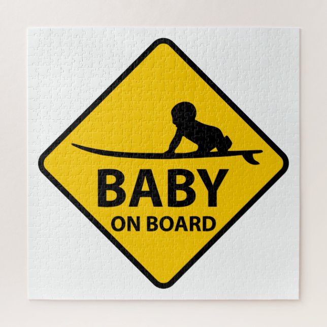 Quebra-cabeça Baby on Board funny baby design with surf board (Vertical)