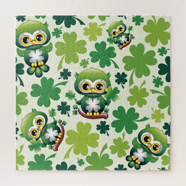 Quebra-cabeça Baby Owl Cute St Patrick Cartoon (Vertical)